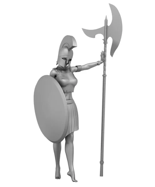 Warrior Woman Character Rendering Illustration — Stock Photo, Image