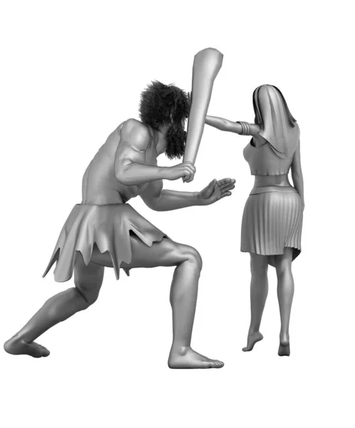 3d illustration of warrior and woman on white background