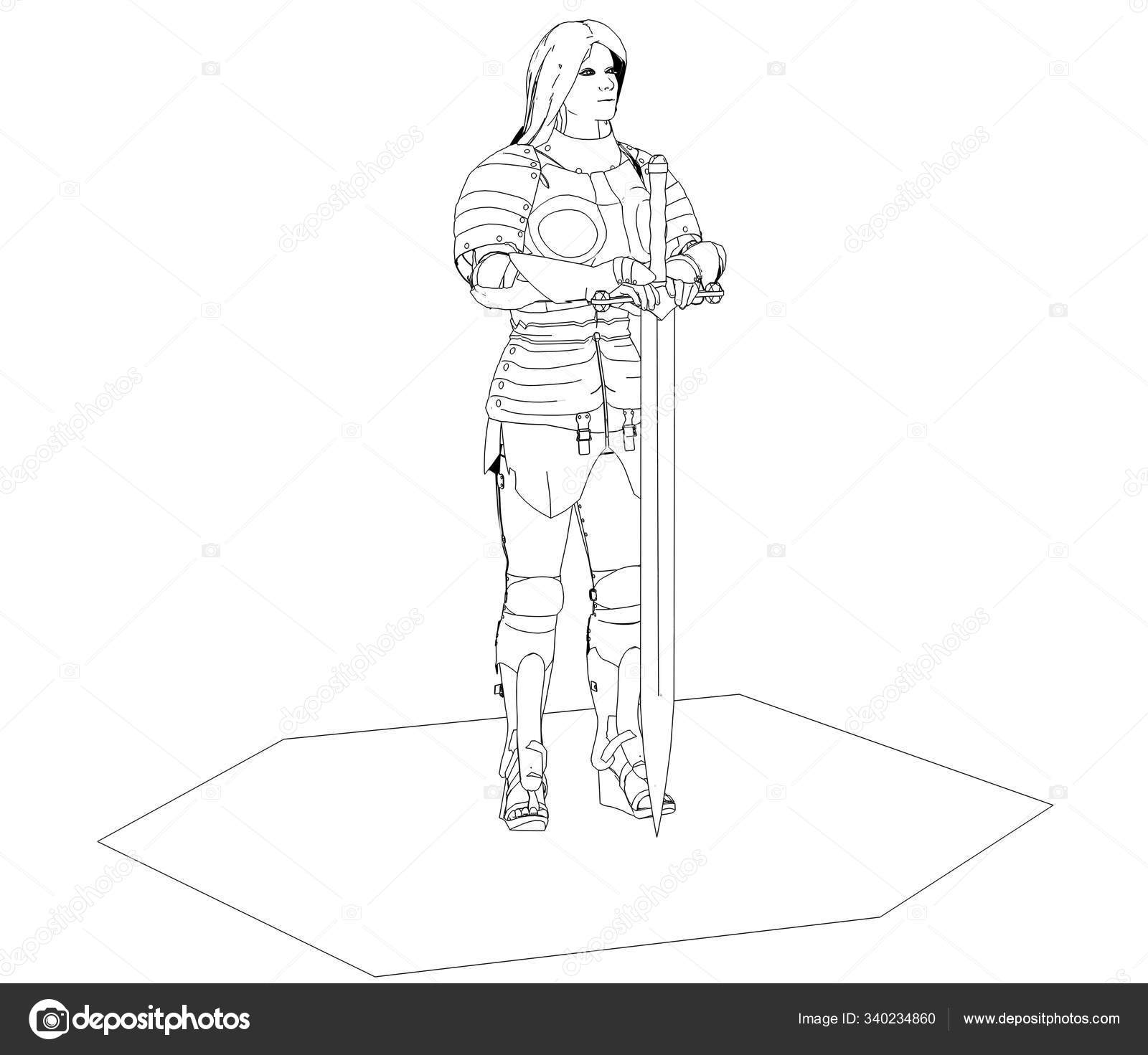 戦士の女性キャラクター3dレンダリングイラスト ストック写真 C Vad 1