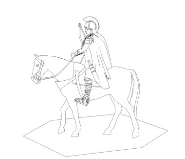 Binici, atlı savaşçı, üç boyutlu çizim, üç boyutlu illüstrasyon