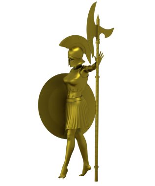Savaşçı kadın karakter, 3D canlandırma, illüstrasyon