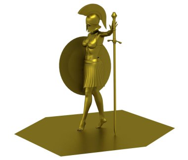 Savaşçı kadın karakter, 3D canlandırma, illüstrasyon