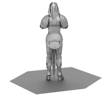 Savaşçı kadın karakter, 3D canlandırma, illüstrasyon