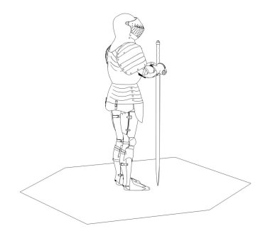3D görüntüleme, savaşçı karakter, illüstrasyon