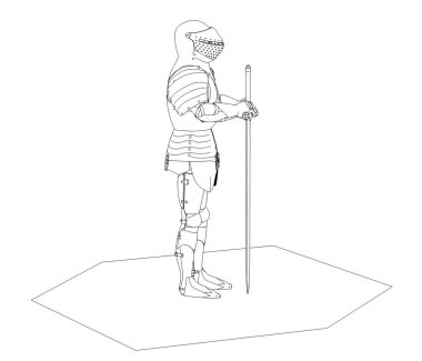 3D görüntüleme, savaşçı karakter, illüstrasyon