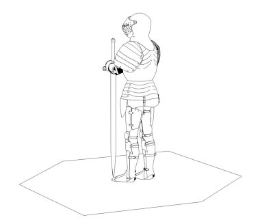 3D görüntüleme, savaşçı karakter, illüstrasyon