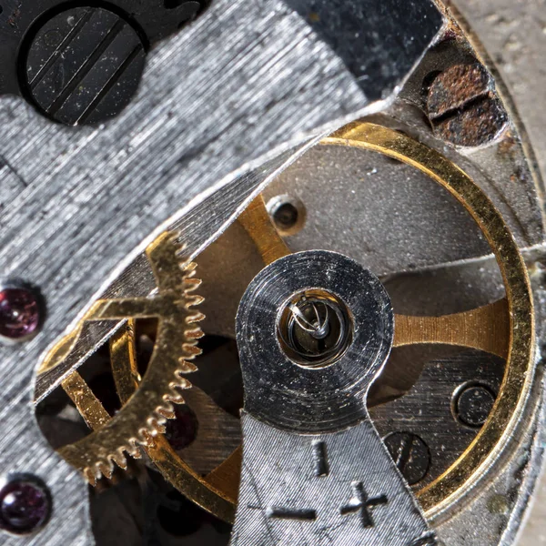Oud Uurwerk Mechanisch Horloge Hoge Resolutie Detail — Stockfoto