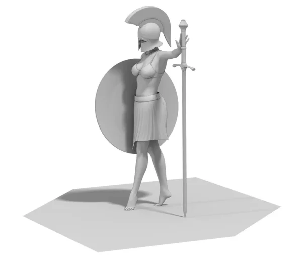 Personaje Mujer Guerrera Representación Ilustración —  Fotos de Stock