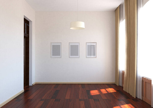 interior visualization, 3D illustration, outline