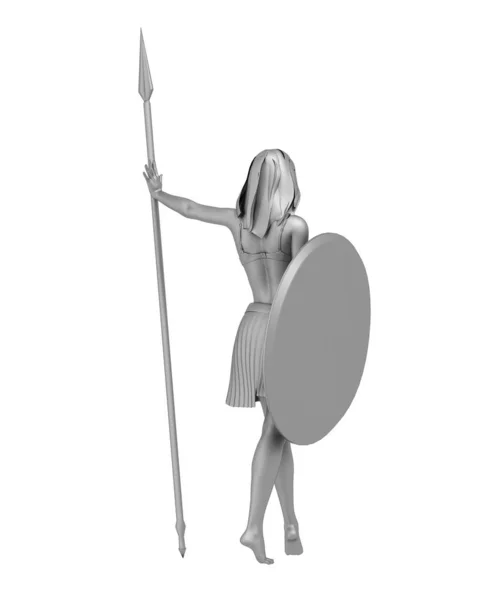 Warrior Woman Character Rendering Illustration — Stock Photo, Image
