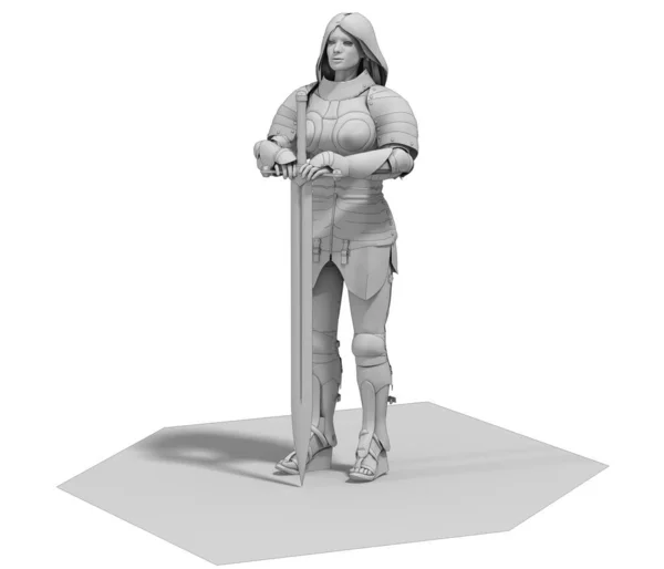 Warrior Woman Character Rendering Illustration — Stock Photo, Image