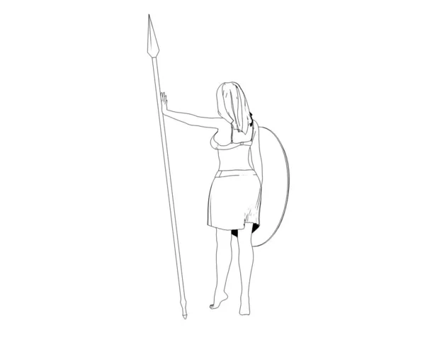 Warrior Woman Character Rendering Illustration — Stock Photo, Image