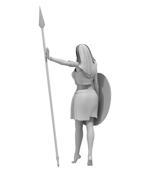 Warrior Woman Character Rendering Illustration — Stock Photo, Image