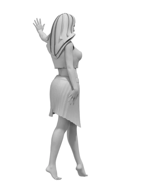 치마와 윗옷을 소녀의 그림을 스케치하라 — 스톡 사진