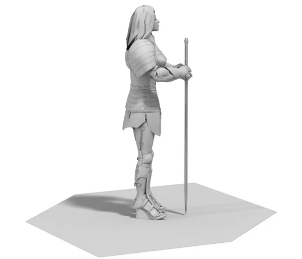 Warrior Woman Character Rendering Illustration — Stock Photo, Image