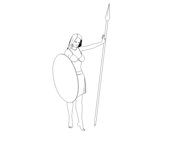 戦士の女性キャラクター3Dレンダリングイラスト — ストック写真
