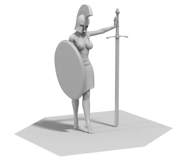 戦士の女性キャラクター3Dレンダリングイラスト — ストック写真