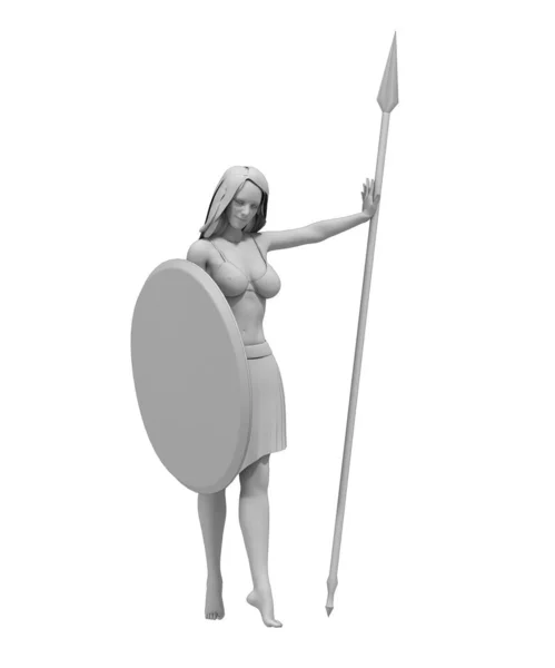 Πολεμιστής Γυναίκα Χαρακτήρα Απόδοση Εικονογράφηση — Φωτογραφία Αρχείου