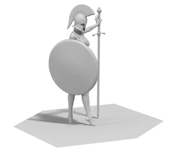 Warrior Woman Character Rendering Illustration — Stock Photo, Image