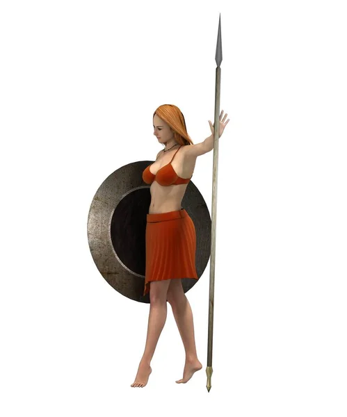 Personaje Mujer Guerrera Representación Ilustración — Foto de Stock