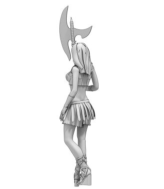 Eski kadın savaşçı 3D çizim