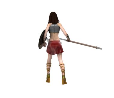 Eski kadın savaşçı 3D çizim