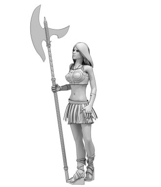 Eski kadın savaşçı 3D çizim