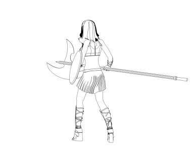 Çekici bir genç kadın. 3 boyutlu resimlerle poz veriyor.