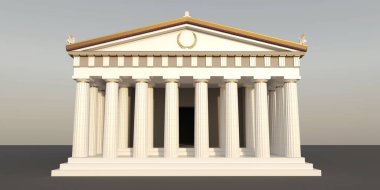 Sütunları olan antik binanın dış yüzeyi