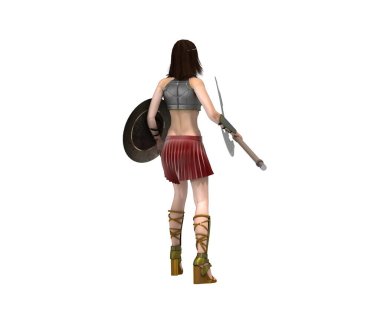 Eski kadın savaşçı 3D çizim