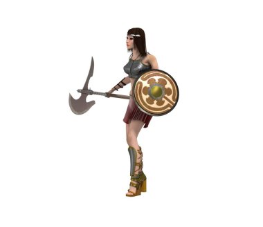 Eski kadın savaşçı 3D çizim