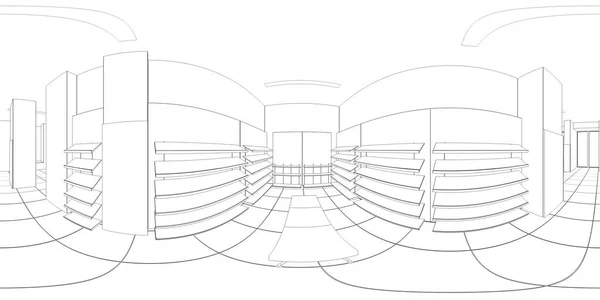 Interieur Visualisatie Schets Illustratie — Stockfoto
