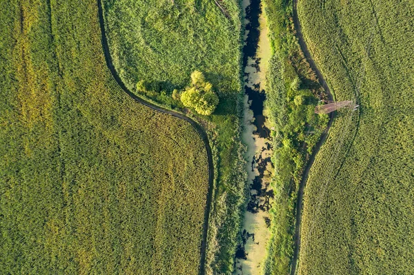 Carretera Campo Vista Desde Arriba —  Fotos de Stock