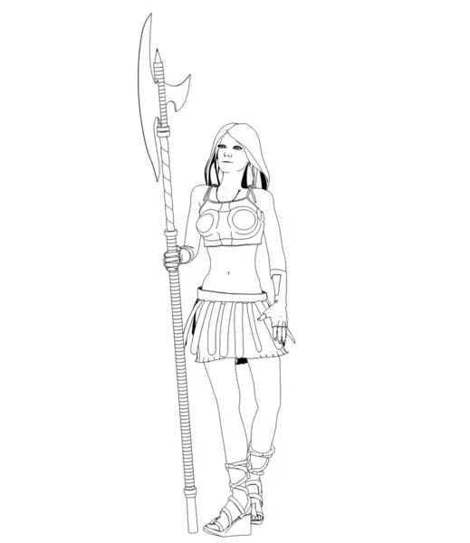 古代女性戦士3Dイラスト — ストック写真