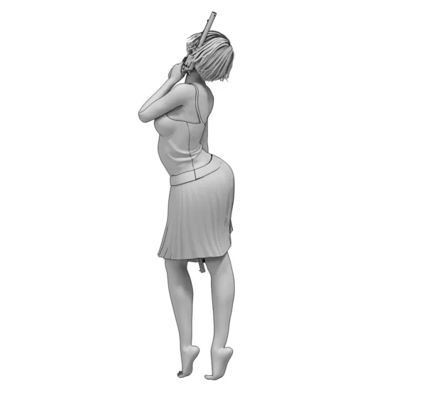 Illustration Seductive Woman Posing Weapon — Stock Photo, Image