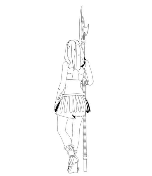 Ősi Női Harcos Illusztráció — Stock Fotó