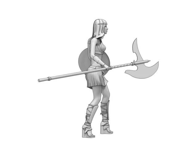 Ancient Female Warrior Illustration — Stock Photo, Image