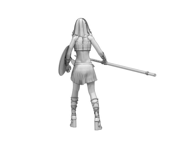 Ancient Female Warrior Illustration — Stock Photo, Image