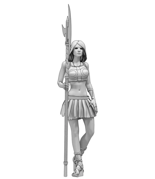 Ancient Female Warrior Illustration — Stock Photo, Image