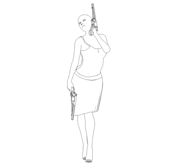 Baştan Çıkarıcı Bir Kadının Silahla Poz Verişi — Stok fotoğraf