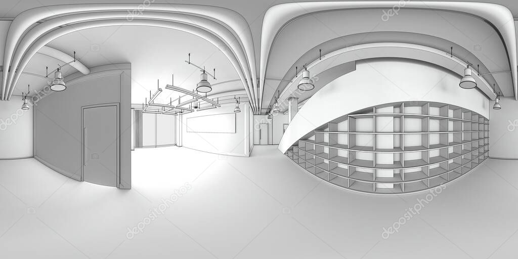 Interior visualization, 3D sketch illustration 