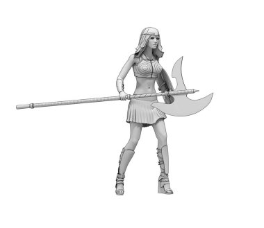 Eski kadın savaşçı 3D çizim