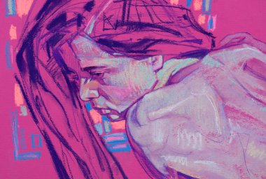 Muhteşem genç bir kadın resim yapıyor. 