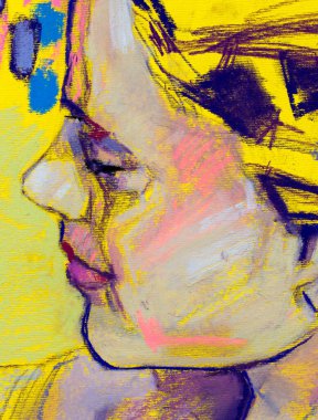 Muhteşem genç bir kadın resim yapıyor. 