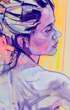 Muhteşem genç bir kadın resim yapıyor. 