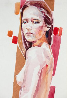 Çekici genç bir kadının resmi. 