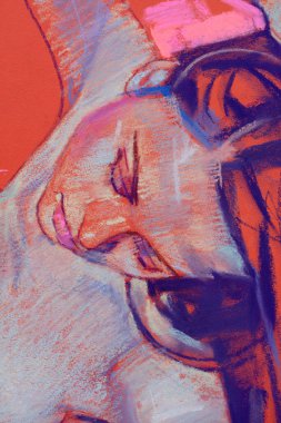 Genç bir kadının kalem çizimi, kadın portresi. 