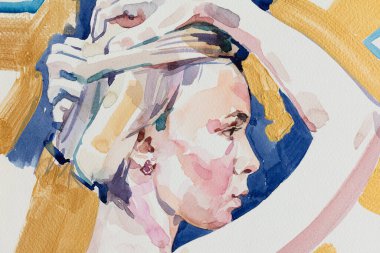 Çekici genç bir kadının resmi. 