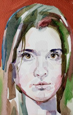 Çekici genç bir kadının resmi. 