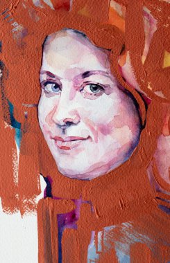 Çekici genç bir kadının resmi. 